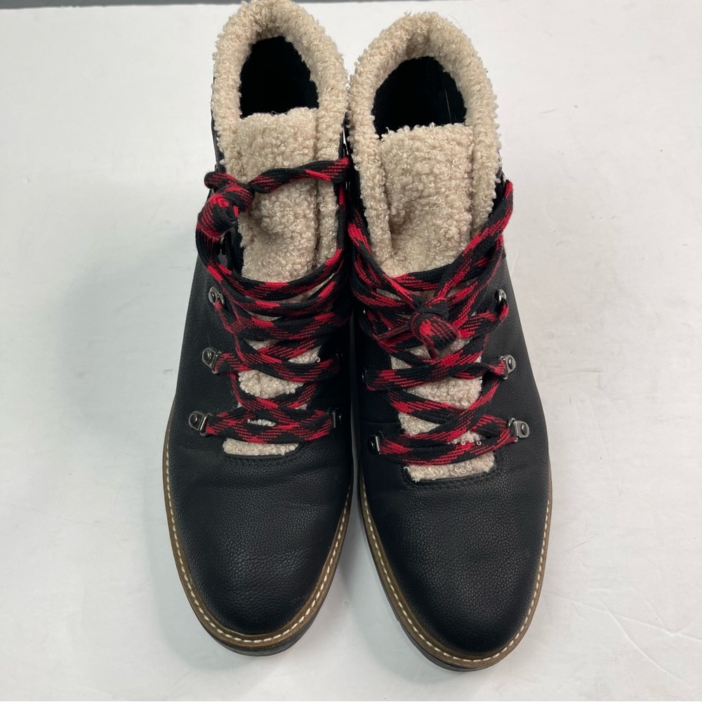 Dr. Scholls Ankle Boots Womens So Cozy Winter Hiking Lace Up Sherpa Black us 9.5 - Picture 2 of 9